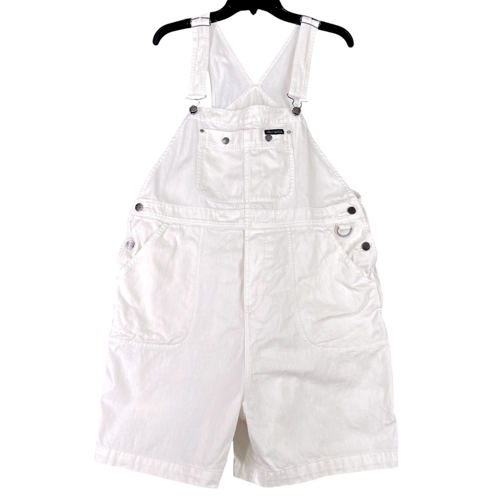 Harley-Davidson Denim Overalls Women XL Shorts Patch Utility Pockets Biker Moto
